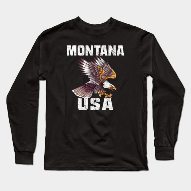 Montana USA Bald Eagle Long Sleeve T-Shirt by JKFDesigns
